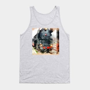 Abstract Watercolor of Steam Locomotive Tank Top